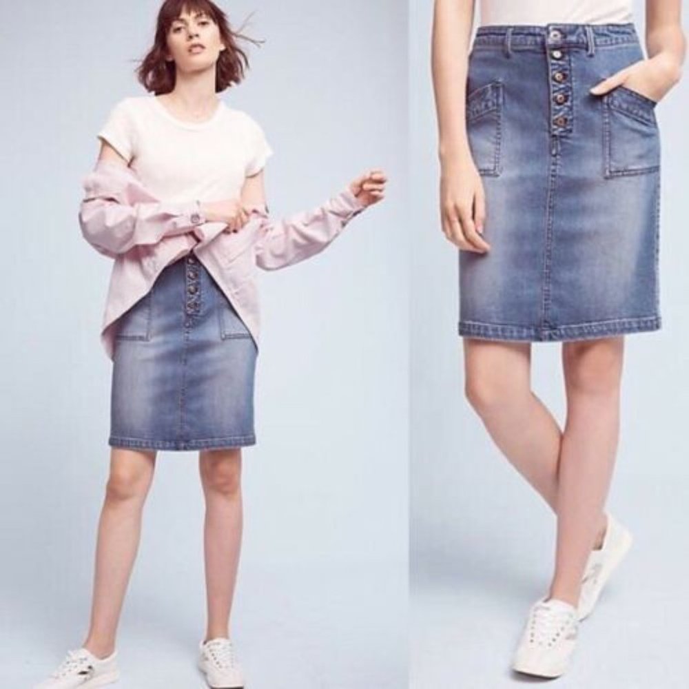 Pilcro and the Letterpress Denim Pencil Skirt - Picture 2 of 9